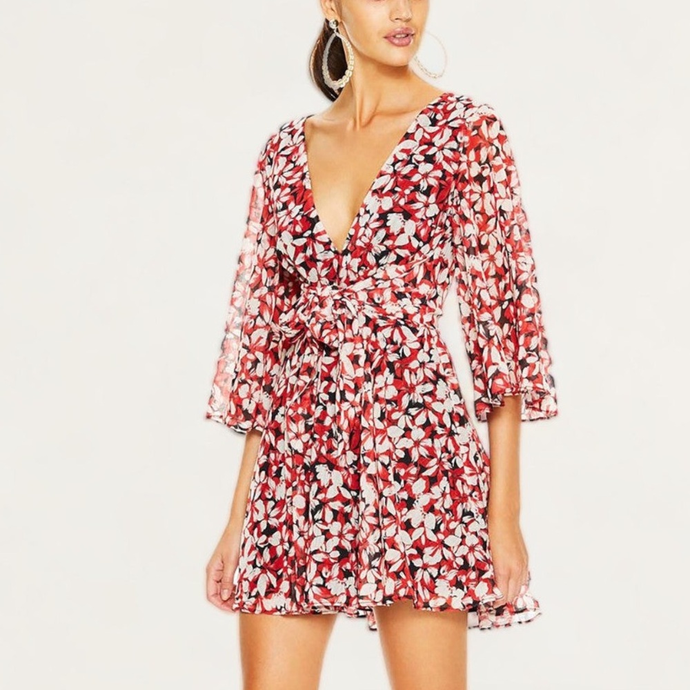 La Maison Talulah Red Floral Mini Dress
